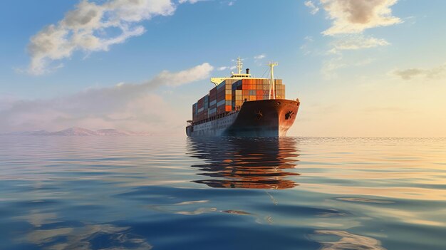 cargo ship or Container ship in the ocean