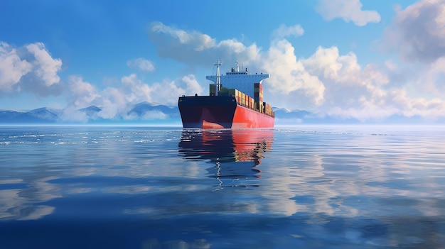cargo ship or Container ship in the ocean
