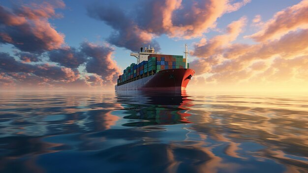 Photo cargo ship or container ship in the ocean