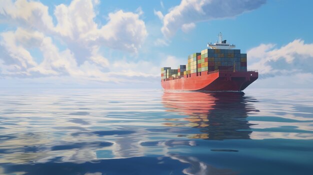 cargo ship or Container ship in the ocean