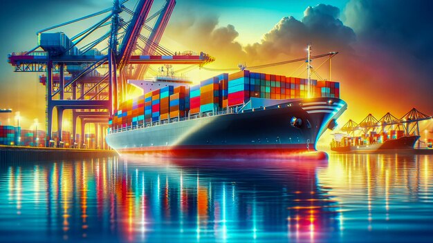 cargo ship Container transportation AI generated image