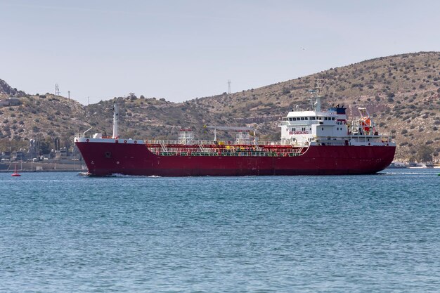 The cargo ship at a distance Greece