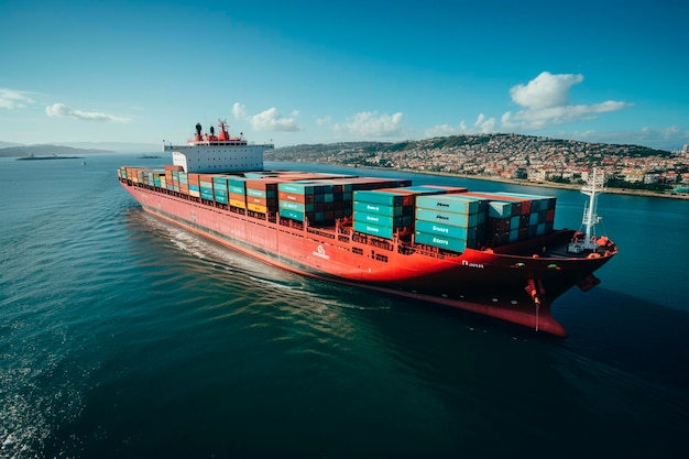 Photo cargo ship in the port of odessagenerative ai