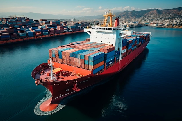 Cargo ship in the port of odessagenerative ai