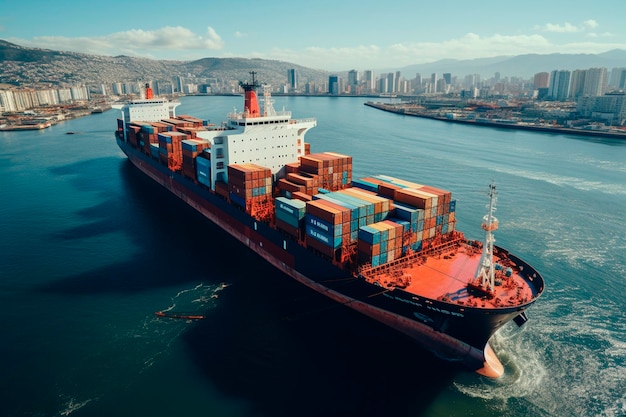 Cargo ship in the port of odessagenerative ai