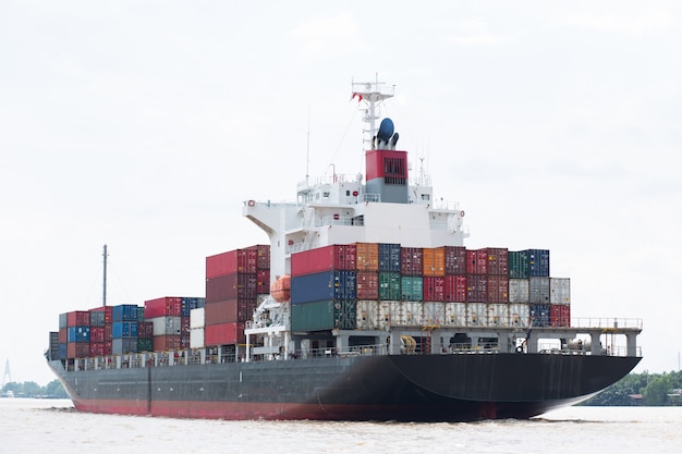 Cargo ship in the river