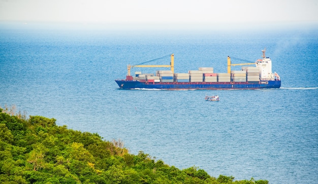 cargo ship sailing on the sea