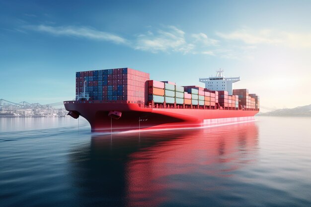 Cargo ship at sea with containers