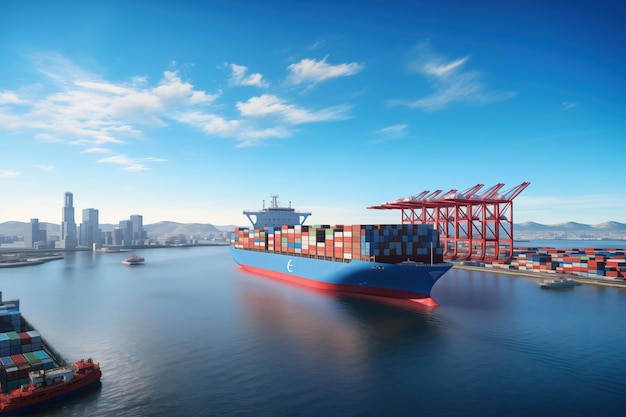 cargo ships at a port