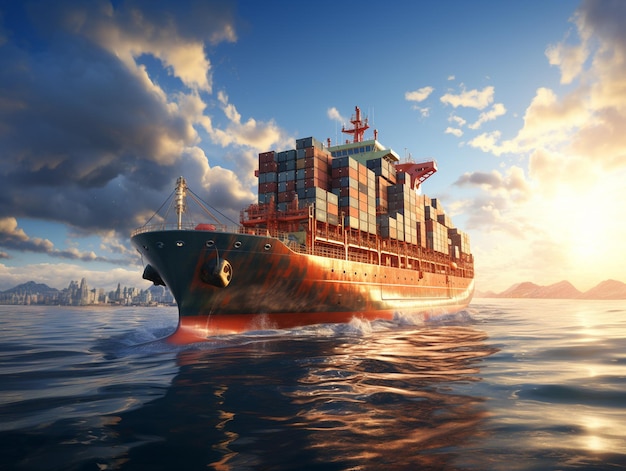 Cargo transportation by ship photo