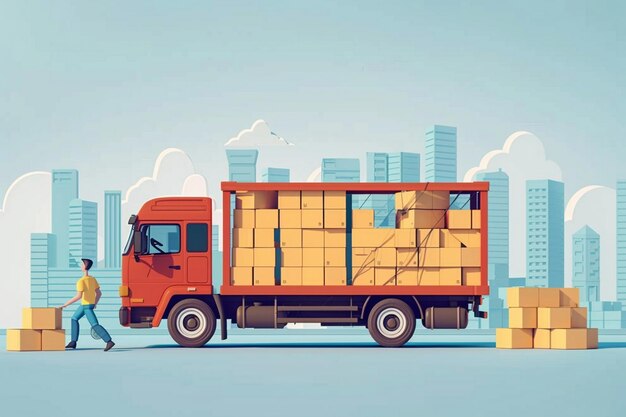 Photo cargo truck car delivery illustration