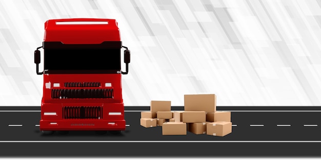 Cargo trucks and deliveries international transport system 3d\
illustration