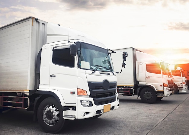Cargo trucks the parking lot shipping cargo trucks lorry\
freight trucks transport logistics
