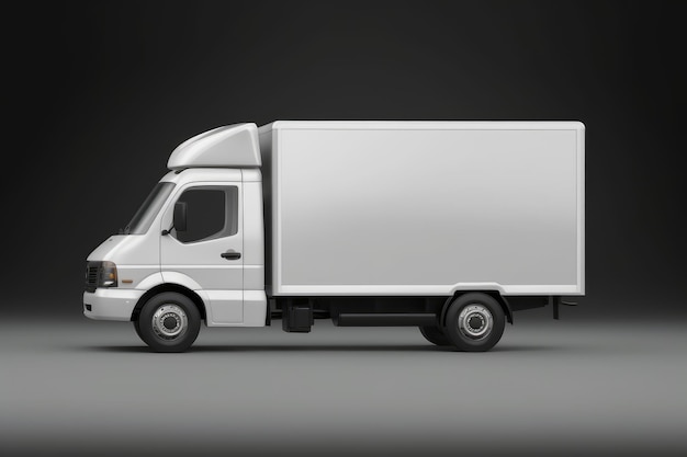 Cargo van or white box truck cargo delivery isolated AI generated