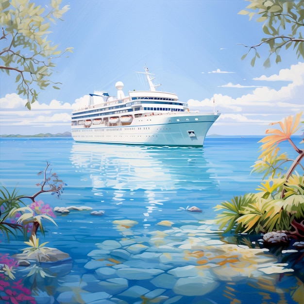 Caribbean cruiser calm sea in summer time tropical paradise