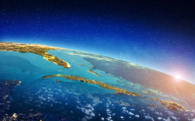 Caribbean sea sunrise elements of this image furnished by nasa 3d rendering