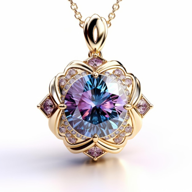 Photo caribbean treasures exquisite sparkling gold pendant adorned with diamantes and alexandrite