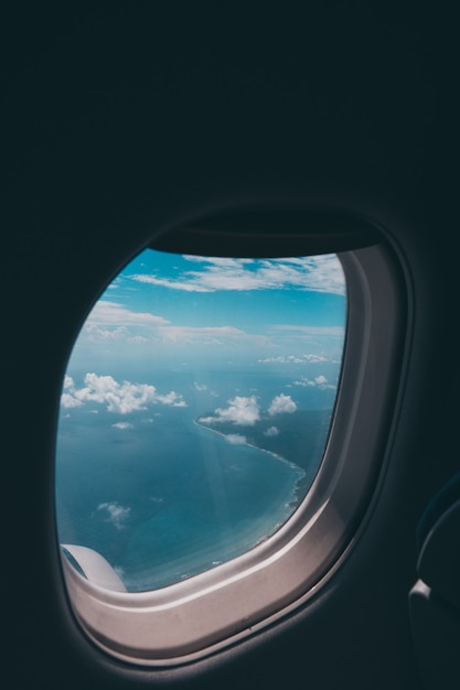 a caribbean water looked in the middle of the flight