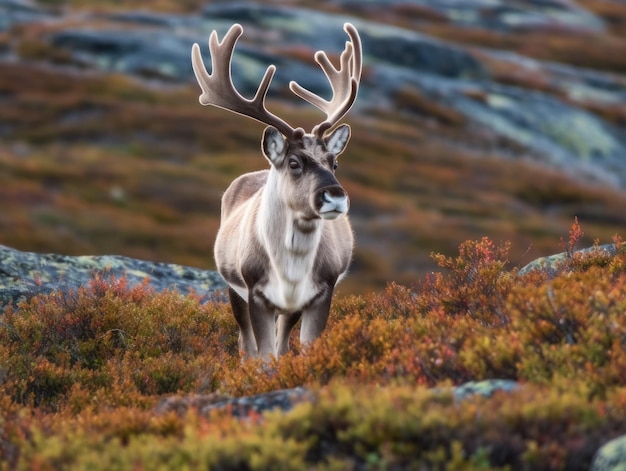 Photo caribou in the arctic arctic habitat