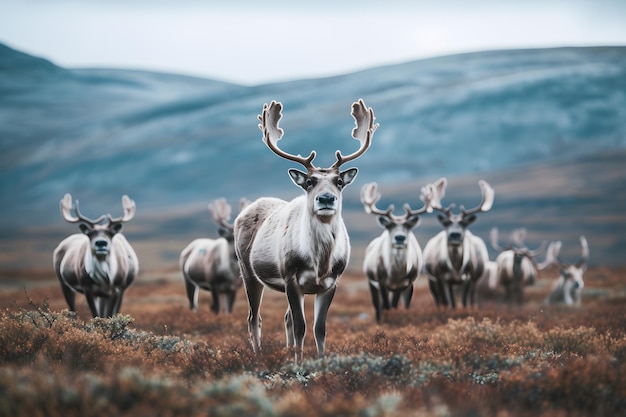 Caribou Herd in the Tundra