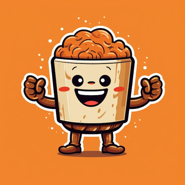 Caricature of coffee with a fullbodied and energetic face