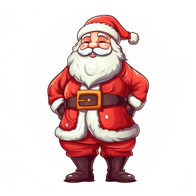 Caricature of an European Santa Claus full length without a gift on a white background