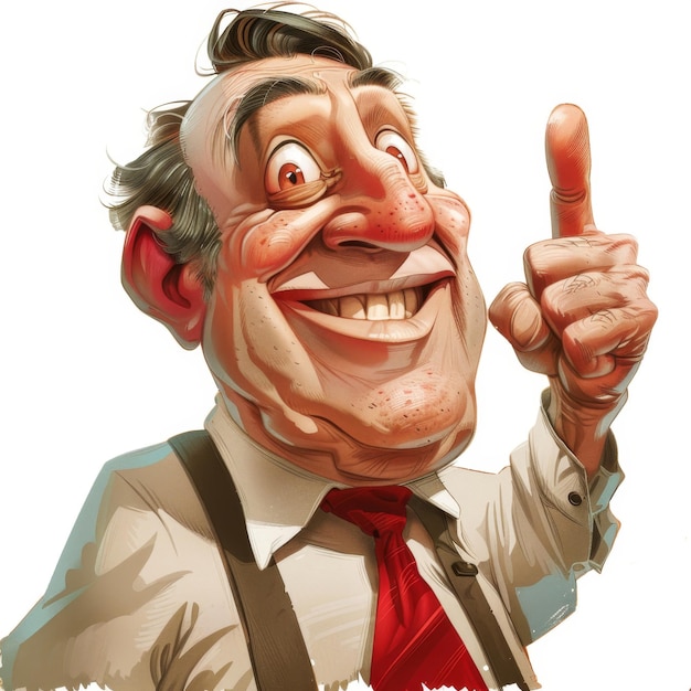 Caricature of Man Holding Finger Up