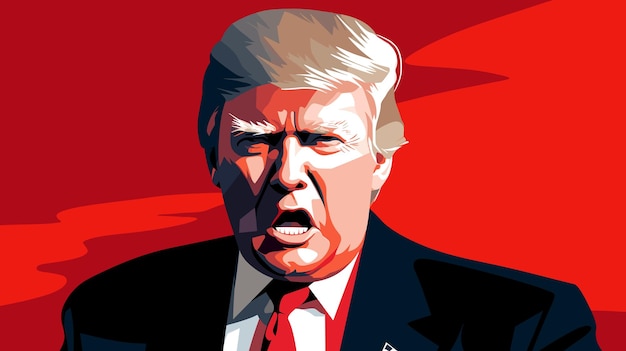 Caricature portrait of an angry donald trump