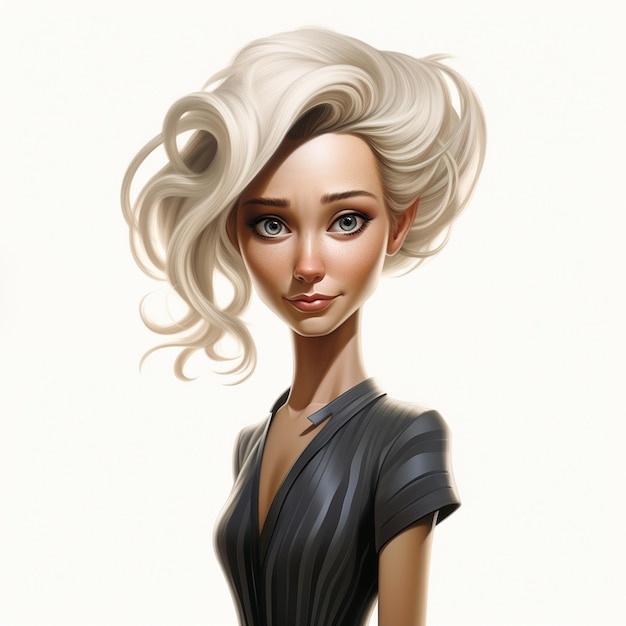 a caricaturing portrait very skinny woman with empty cheeks