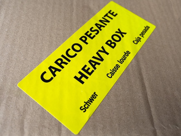 Carico pesante zware doos label