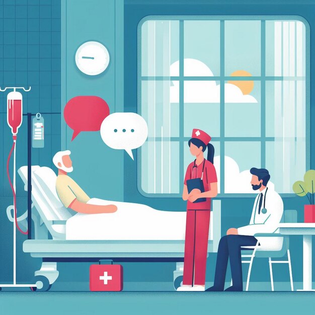Забота о медицинских работниках Путешествие пациента к выздоровлению Медицинская векторная иллюстрация