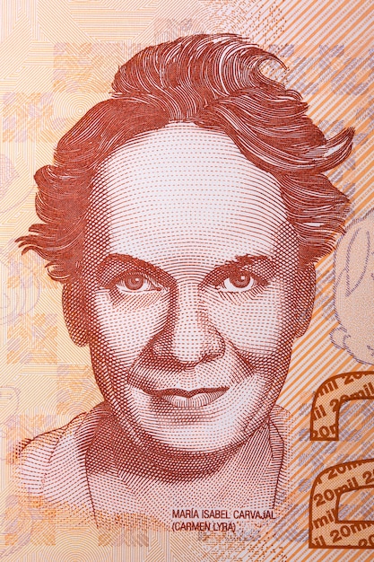 Photo carmen lyra portrait from costa rican banknote