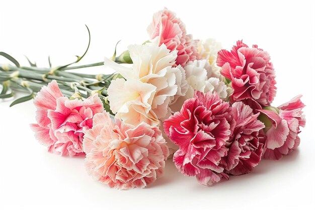 Photo carnation bouquet on white background