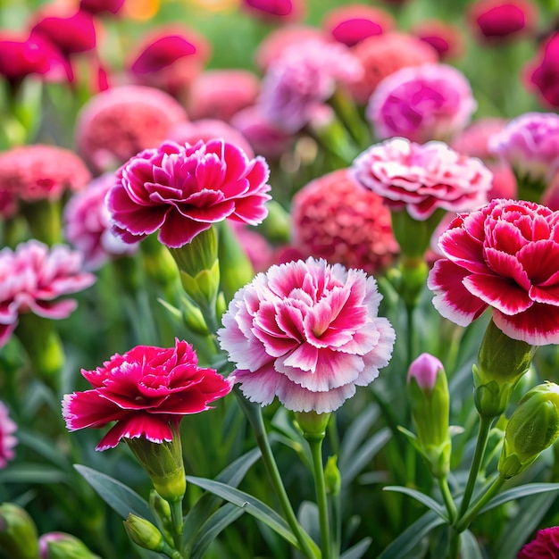 Photo carnation flowers in the garden