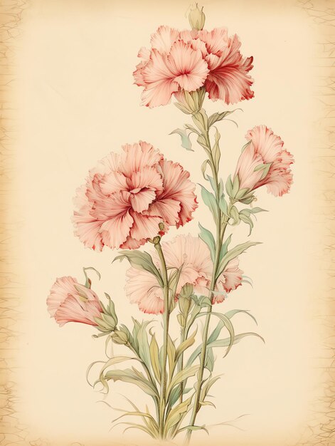 Carnation Paper mooi antiek Vintage oude pagina scrapbooking junk journal achtergrond met kopie