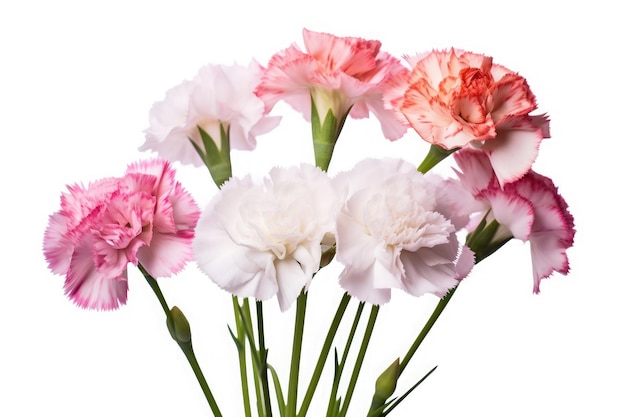 Carnations Dianthus Tropical Garden Nature On White Background