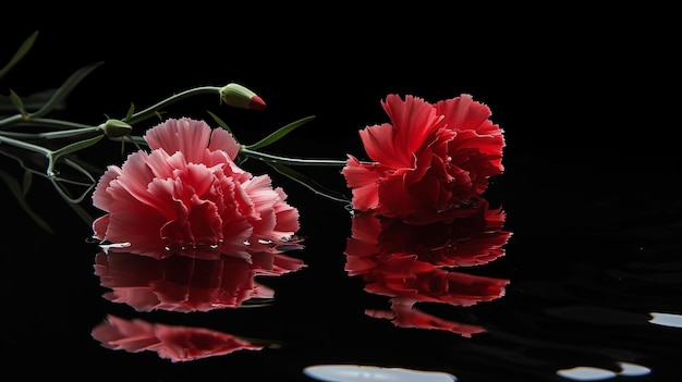 carnations in water