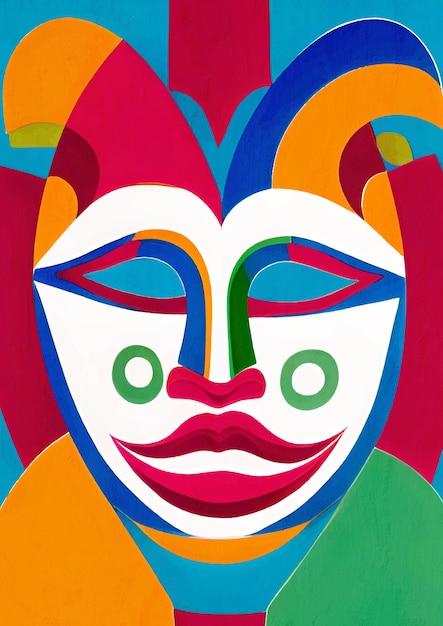 Carnaval mask cartoon colorful modern painting