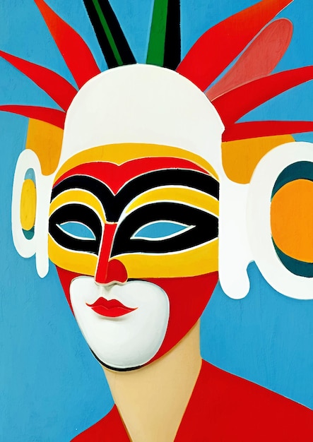 Carnaval Mask Cartoon Colorful Modern Painting