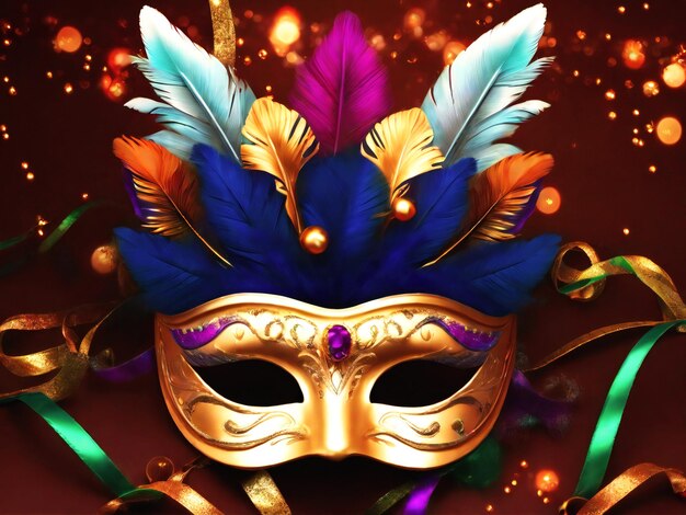 Carnavalmasker confetti mardi gras achtergrond beste kwaliteit hyper realistische behang beeld sjabloon