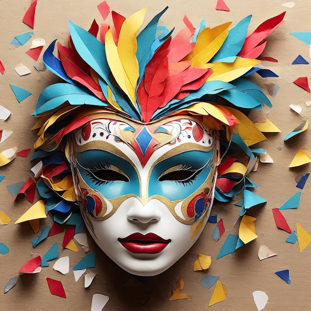 Carnavalmasker Heldere feestelijke kleding
