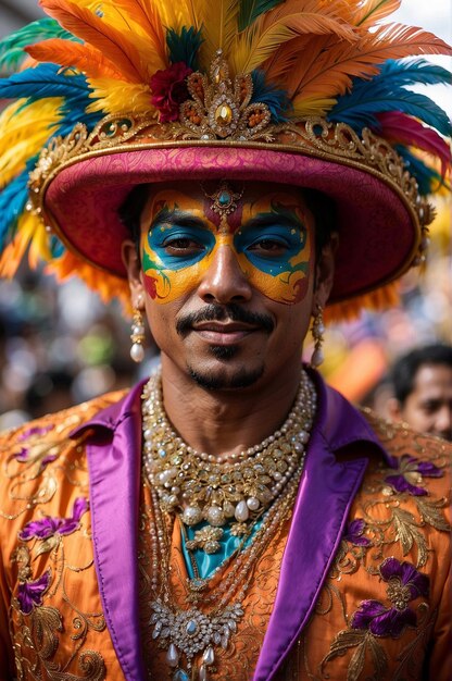 Carnavalsmensen die zich vermaken op het gras tijdens een feest in de open lucht