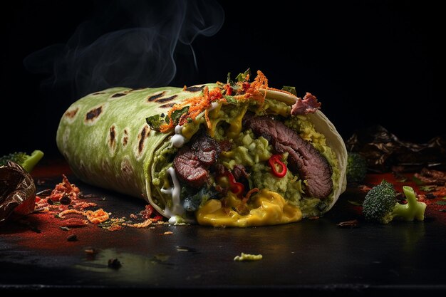 Carne Asada en Guacamole Burrito