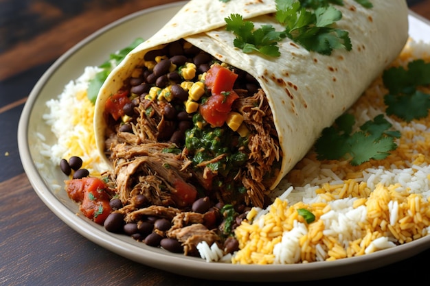 Carnitas Pork Burrito with Rice Cilantro and Guacamole A Healthy Homemade Recipe