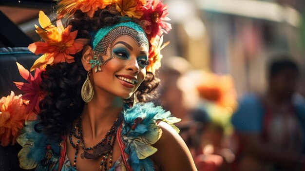 Foto carnevale a barranquilla colombia uno spettacolo abbagliante di costumi vivaci musica ritmica e danze vivaci che celebrano il ricco patrimonio culturale della città e lo spirito festivo