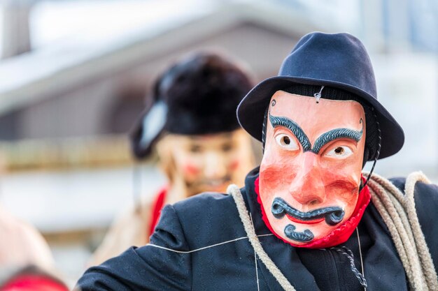 Photo carnival in carnia sauris masks of the religious and pagan tradition italy