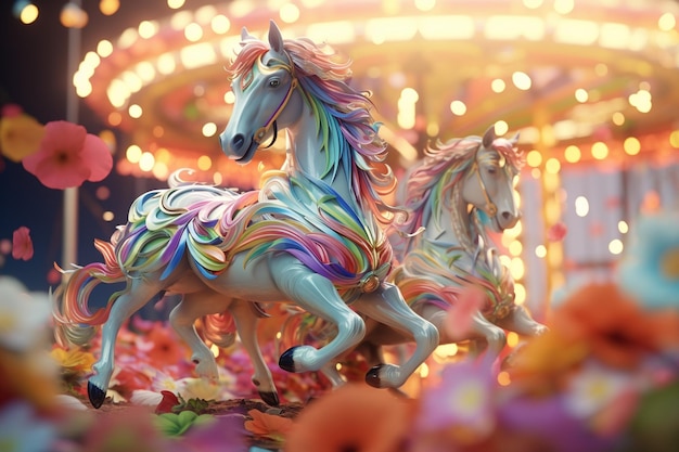 Carnival of colors with whimsical floral carousel 00051 00