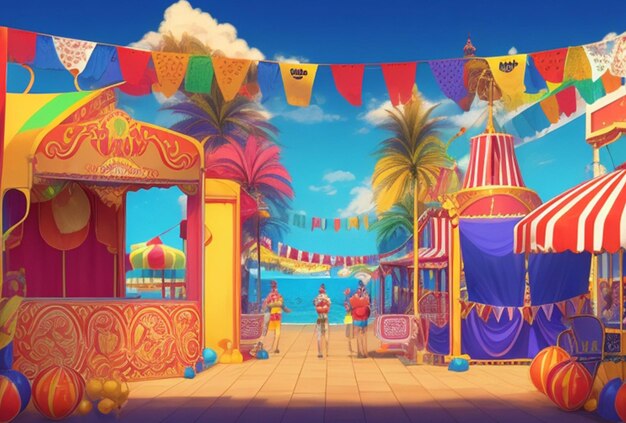 Carnival day background 2d style ai generative