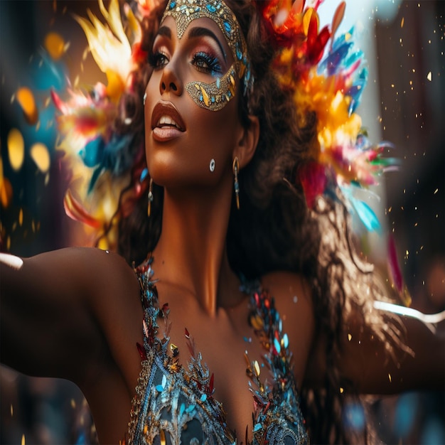 Carnival euphoria woman captures vibrant confetti colorful carnival images