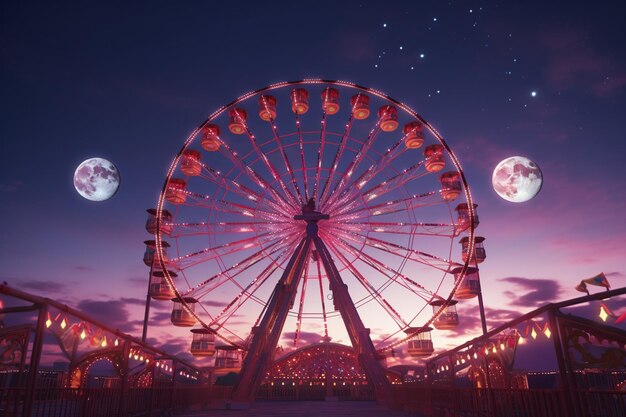 Carnival ferris wheel turning against a colorful l 00102 03